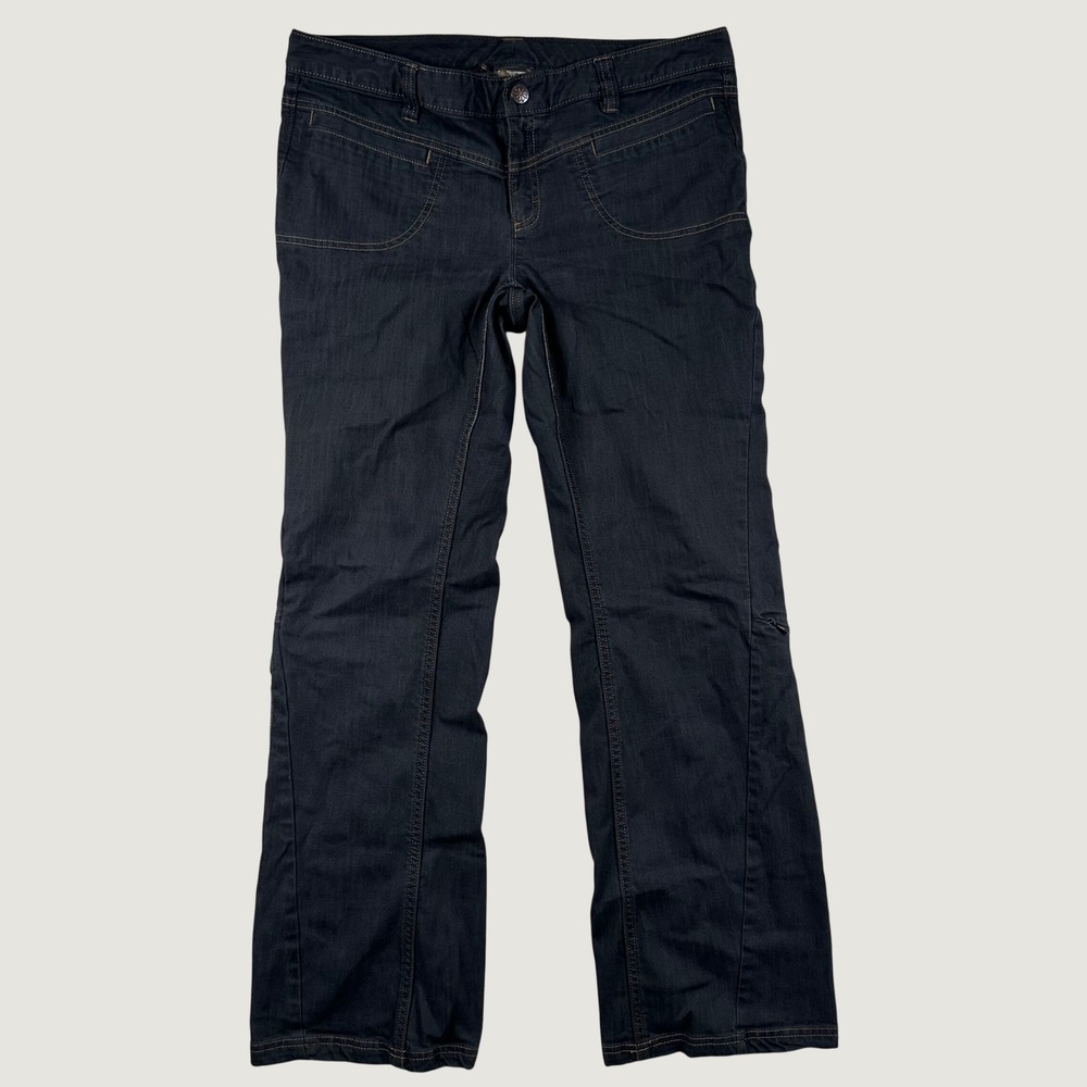 Athleta Dry Dipper Cargo Hiking Pants Dark Indigo Denim Bootcut Trail Gorp 12